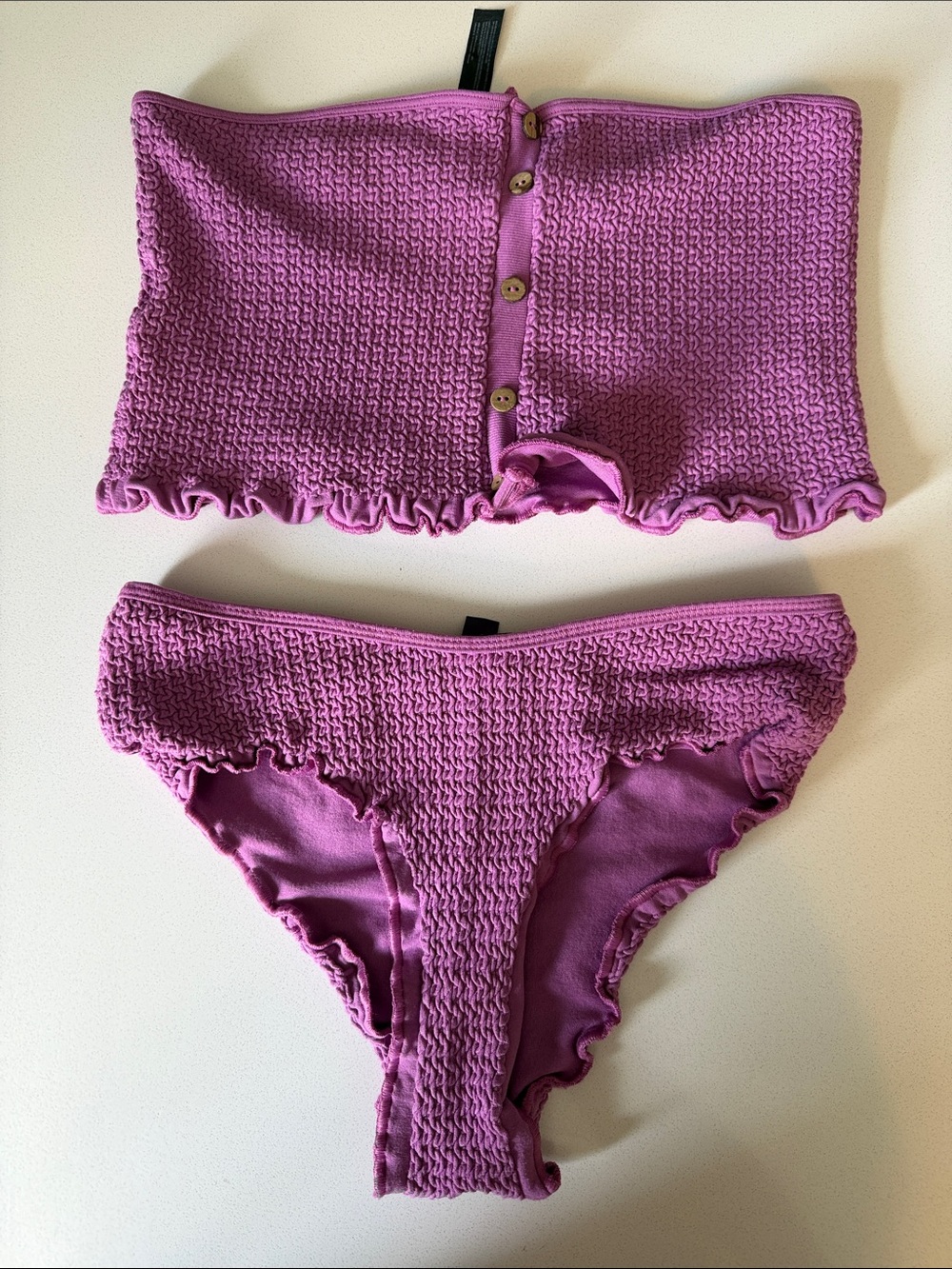 Urban Outfitters Lilac Pink Textured Bandeau Bikini Set